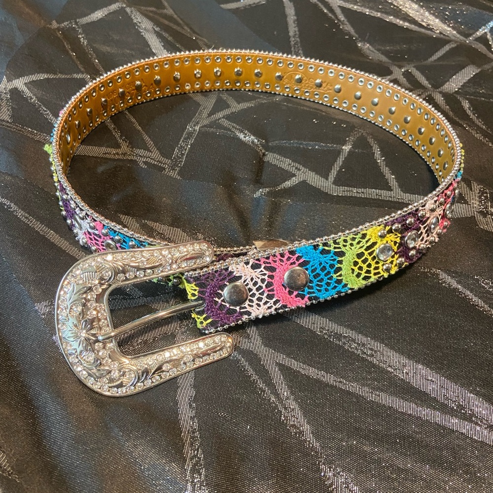 Girls western belt rainbow bling belt
